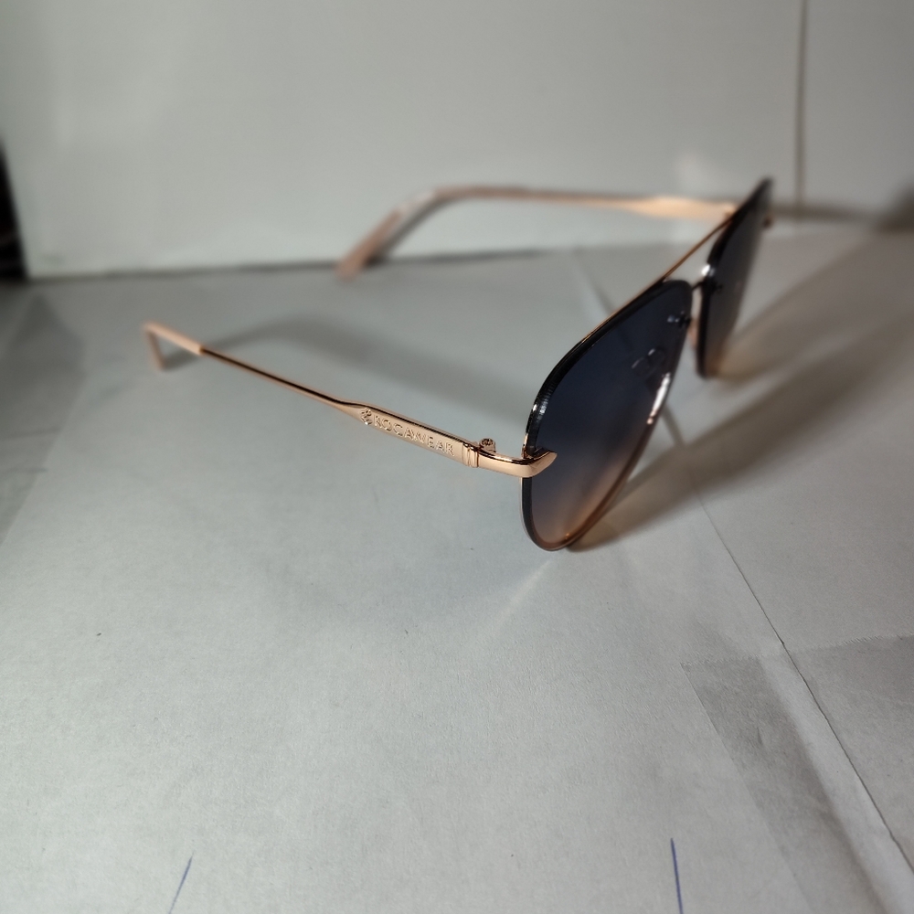 RocaWear Sunglasses Women Rose Gold  Metal Brown Gradient Lens Aviators NEW